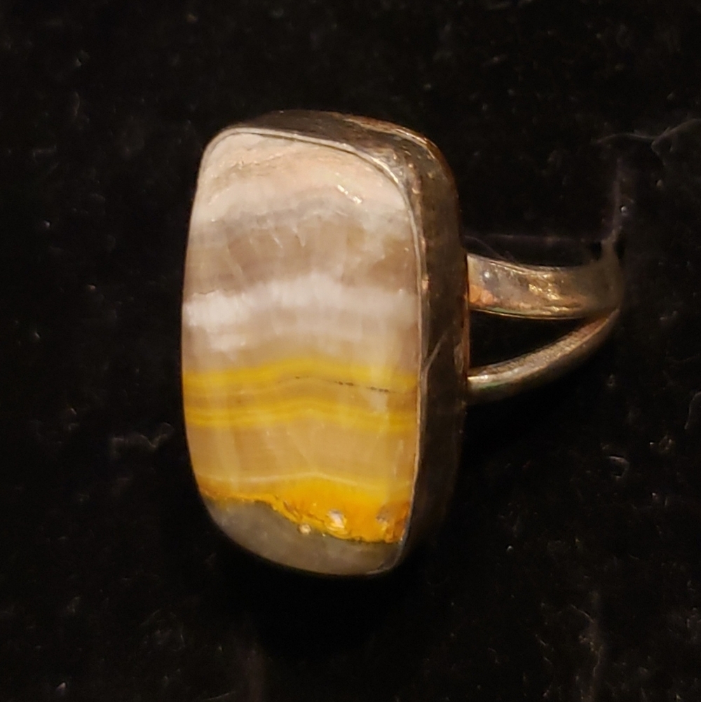 NWOT Bumblebee Jasper, Handmade By Artisans, Sz 7.5, Stamped 925 Generous Silver